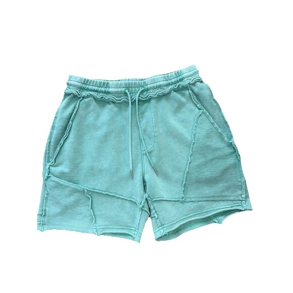 SER.O.YA Mint Green Patchwork Cotton Shorts Men’s M Raw Edge Streetwear Casual - Picture 1 of 8